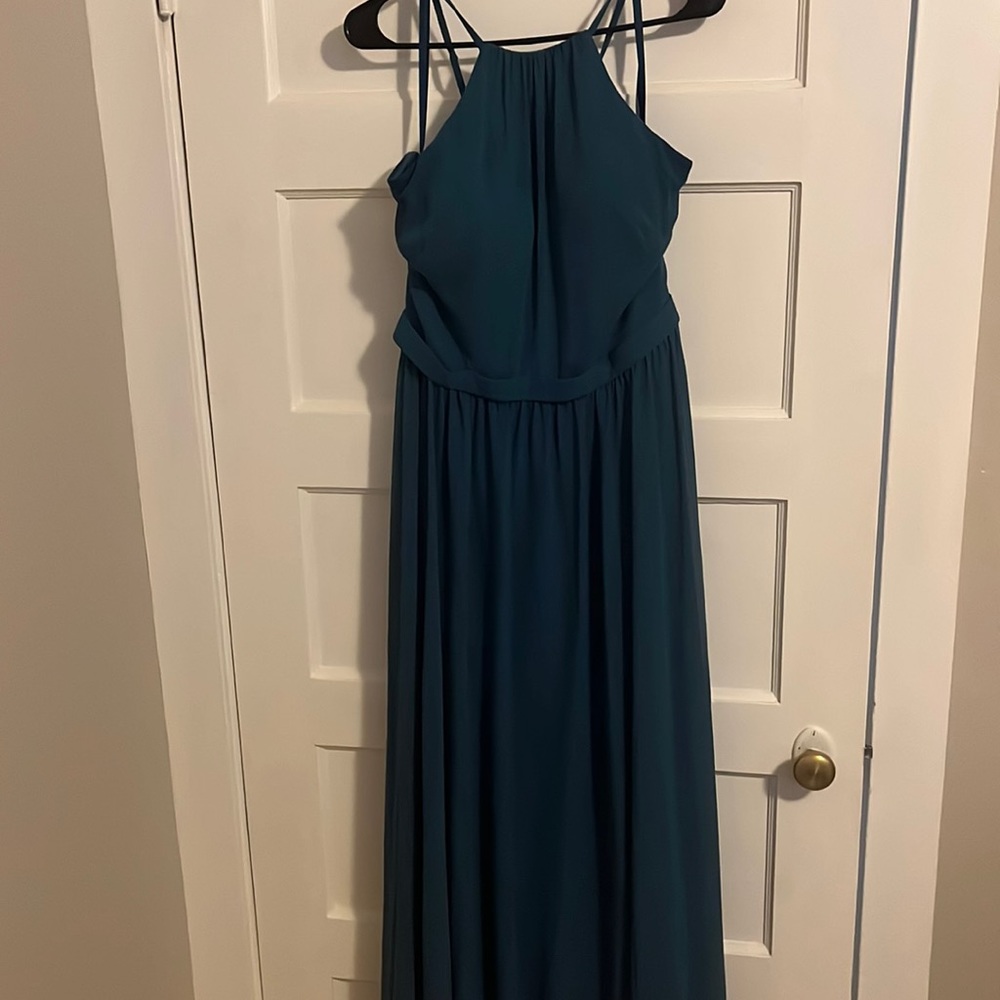 Dark Teal Halter Top Bridesmaid Dress